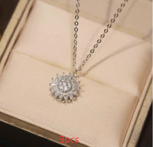 Rotatable Sunflower Necklace Full Of Diamonds Pi-Mart