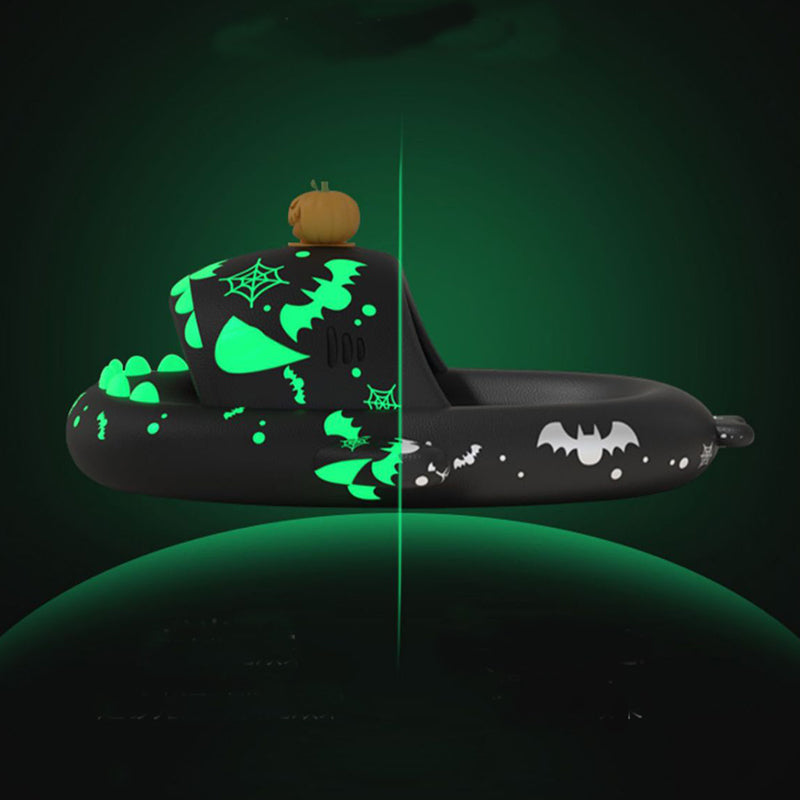 Halloween And Christmas Shoes Ins Luminous Shark Slippers Couple Men Women House Shoes Non-slip Bathroom Slippers Home Pi-Mart