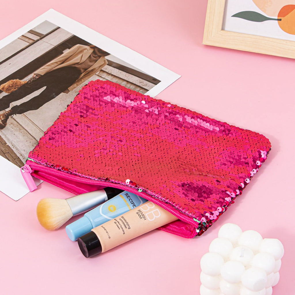 Mermaid sequined pencil case, two-color stationery storage bag, portable cosmetics change purse, small purse - SJB-DIAMOND ELITES