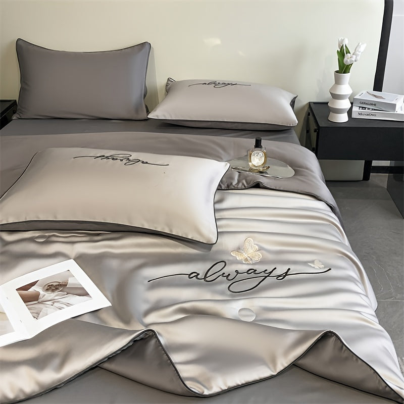 Luxury Embroidered Summer Cooling Quilt - Lightweight, Breathable Air Conditioner Blanket for Bedroom & Dorm, Machine Washable (Pillowcase Not Included) Lootquake LLC