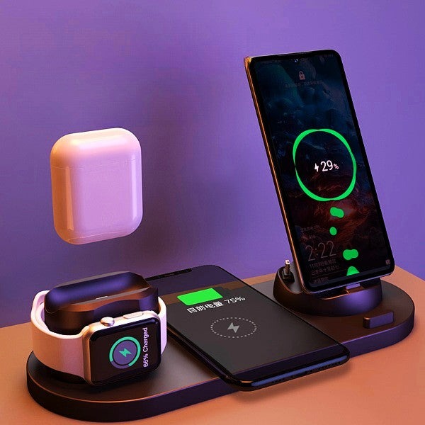 Wireless Charger For IPhone Fast Charger For Phone Fast Charging Pad For Phone Watch 6 In 1 Charging Dock Station Pi-Mart