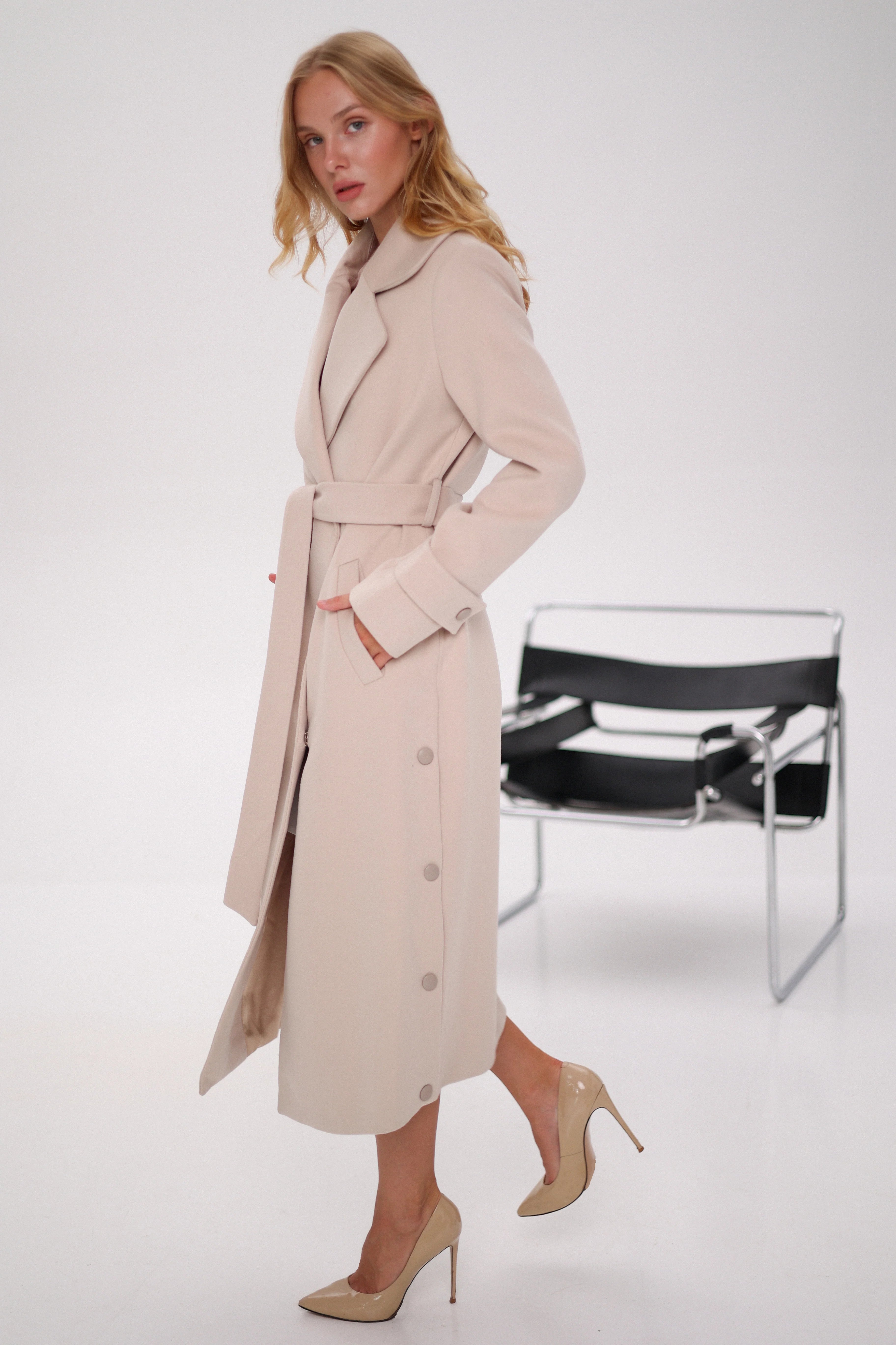 Camille Cashmere Blend Coat in Beige - SJB-DIAMOND ELITES