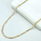 14K Gold Plated Figaro Link Chain 20 Inch Necklace 3MM Jewelry For Men and Women. Cadena de Oro Laminado Collar Para Hombre Mujer Jewelry And Perfumes