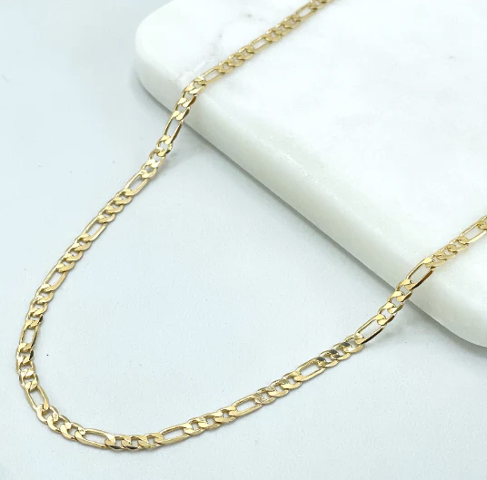 14K Gold Plated Figaro Link Chain 20 Inch Necklace 3MM Jewelry For Men and Women. Cadena de Oro Laminado Collar Para Hombre Mujer Jewelry And Perfumes