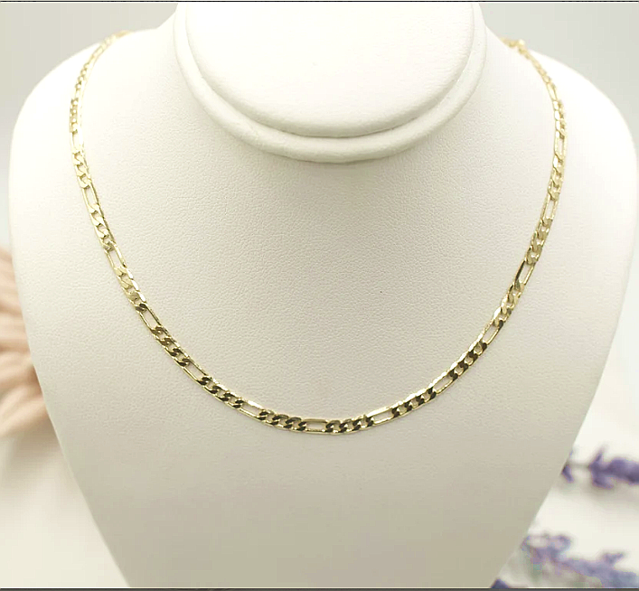 14K Gold Plated Figaro Link Chain 20 Inch Necklace 3MM Jewelry For Men and Women. Cadena de Oro Laminado Collar Para Hombre Mujer Jewelry And Perfumes