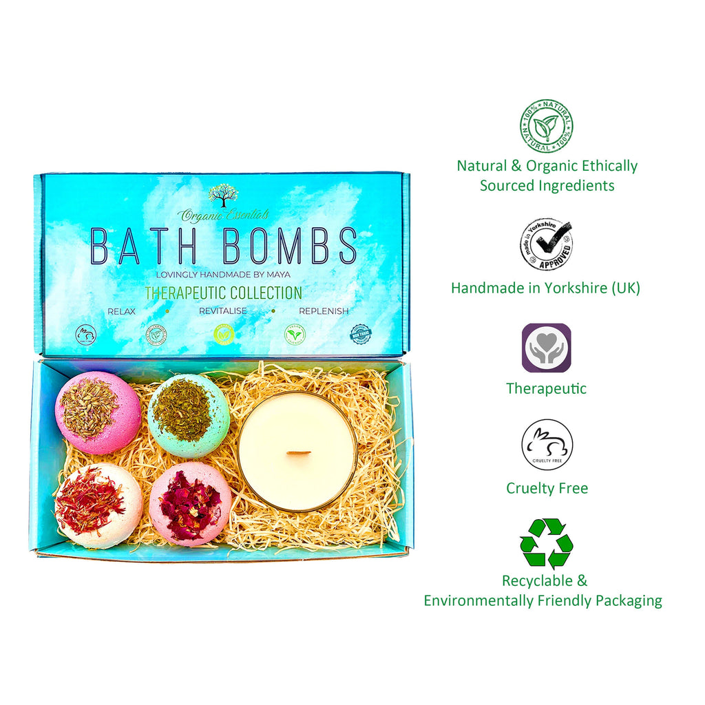 Bath Bomb Gift Set with Coconut & Monoi Scented Candle and Wood Wick Lootquake LLC