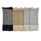 Fingerless Alpaca Gloves Camel Interwoven Long Wrist Warmers With Thumb Slit BandsCo Straps