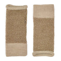 Fingerless Alpaca Gloves Camel Interwoven Long Wrist Warmers With Thumb Slit BandsCo Straps