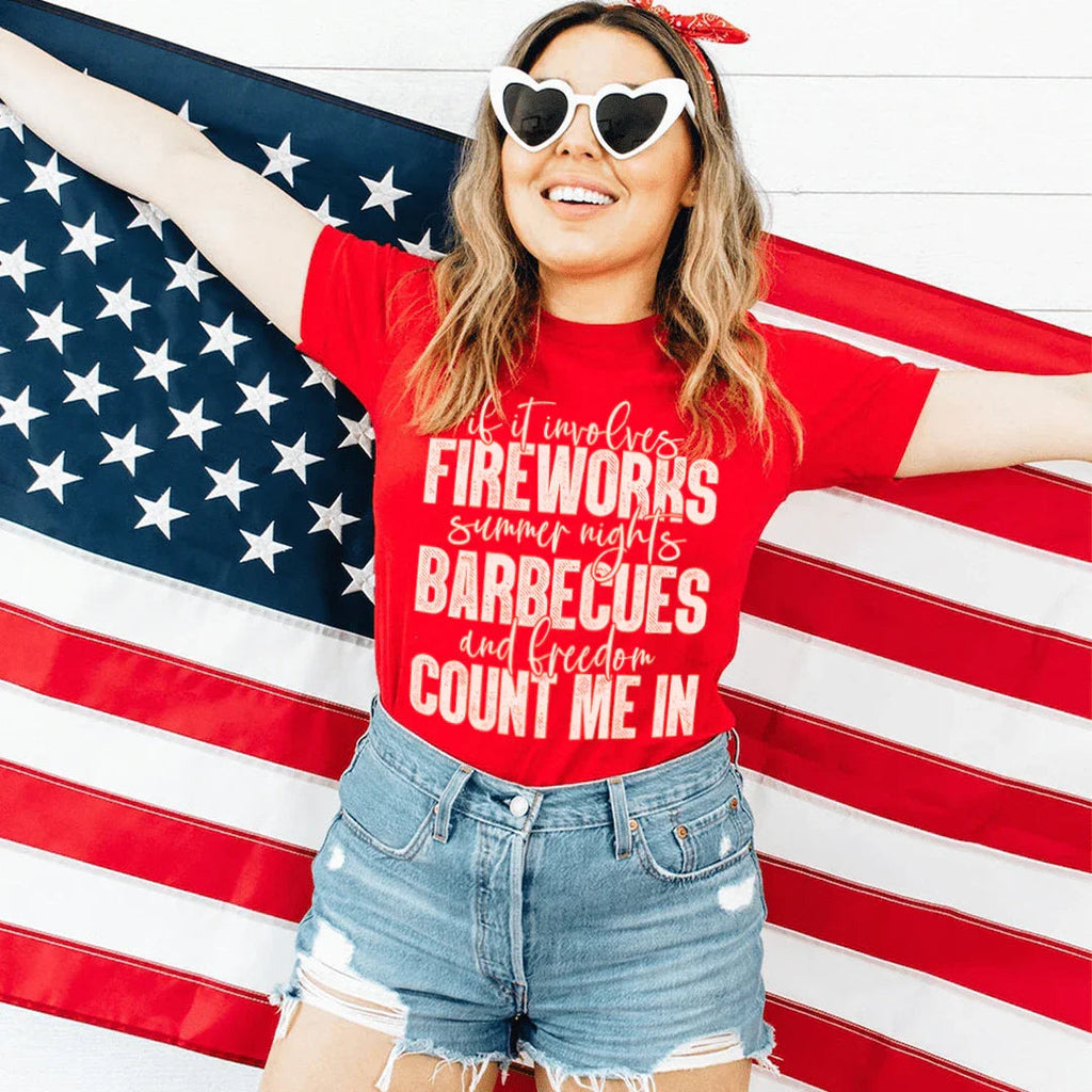 Fireworks Summer Nights BBQs & Freedom Tee Peachy Sunday