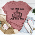 First Name Boss Last Name Babe Tee Peachy Sunday