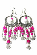 Fish Charm Chandelier Bead Earrings Pink Boho Style Chic