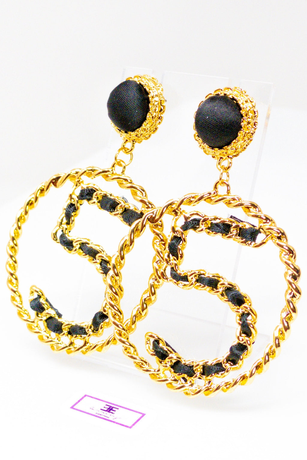 Five Series Loyalty Satin Ribbon Pearl Hoop Earrings