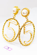 Five Series Loyalty Satin Ribbon Pearl Hoop Earrings