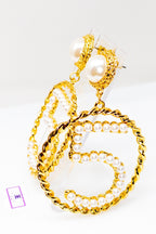 Five Series Loyalty Satin Ribbon Pearl Hoop Earrings