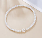 Dainty Faux Pearl Bead Initial Bracelet for Women Pi-Mart