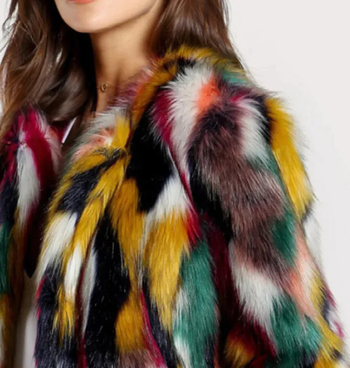 Women Color Fur Coats Pi-Mart