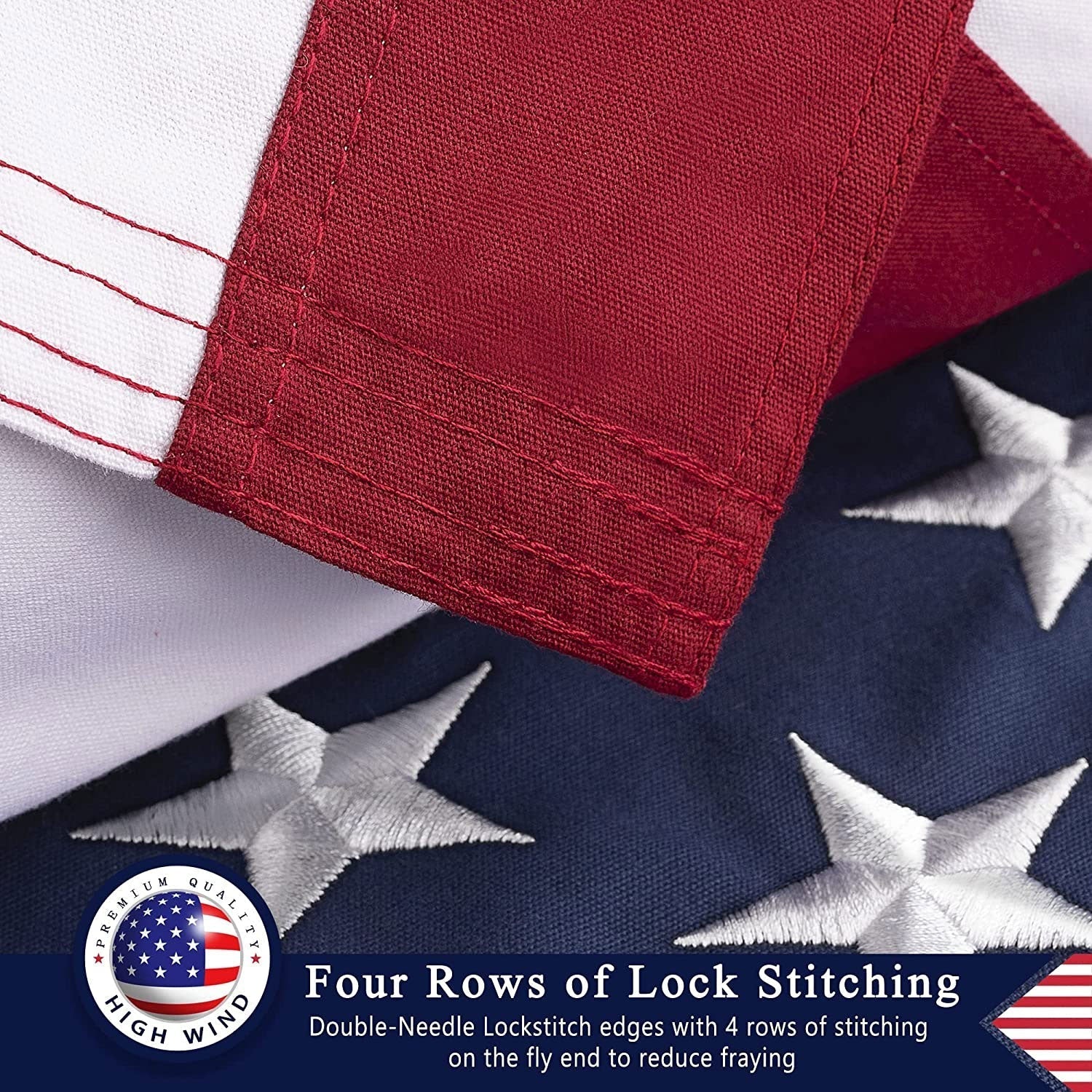 This 100% Cotton 3x5 ft American Flag, Heavy Duty Fabric, Longest Lasting, Embroidered Stars, Sewn Stripes, Brass Grommets, The Best Cotton US House Flags The Military Gift Store