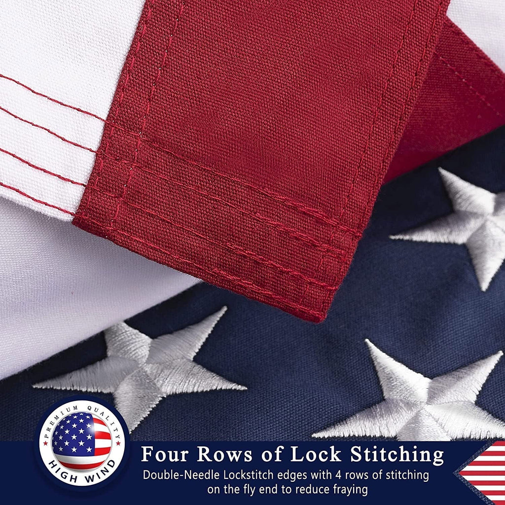This Folded Memorial Flag American US Cotton Flag 5'x9.5' Premium 100% Cotton For Veteran, Embroidered Stars, Sewn Stripes, 4 Rows of Lock Stitching, Brass Grommets USA Burial Casket Flags The Military Gift Store
