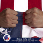 This Folded Memorial Flag American US Cotton Flag 5'x9.5' Premium 100% Cotton For Veteran, Embroidered Stars, Sewn Stripes, 4 Rows of Lock Stitching, Brass Grommets USA Burial Casket Flags The Military Gift Store