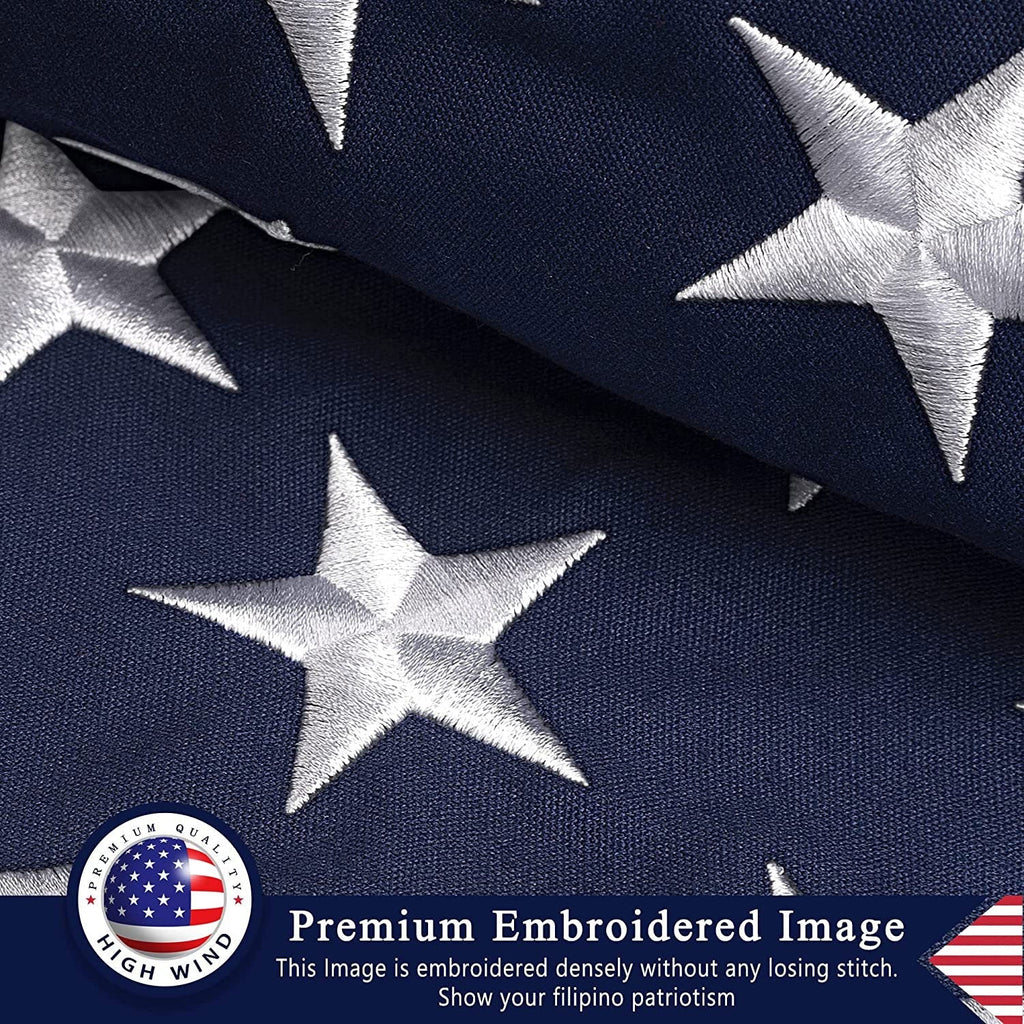 This Folded Memorial Flag American US Cotton Flag 5'x9.5' Premium 100% Cotton For Veteran, Embroidered Stars, Sewn Stripes, 4 Rows of Lock Stitching, Brass Grommets USA Burial Casket Flags The Military Gift Store