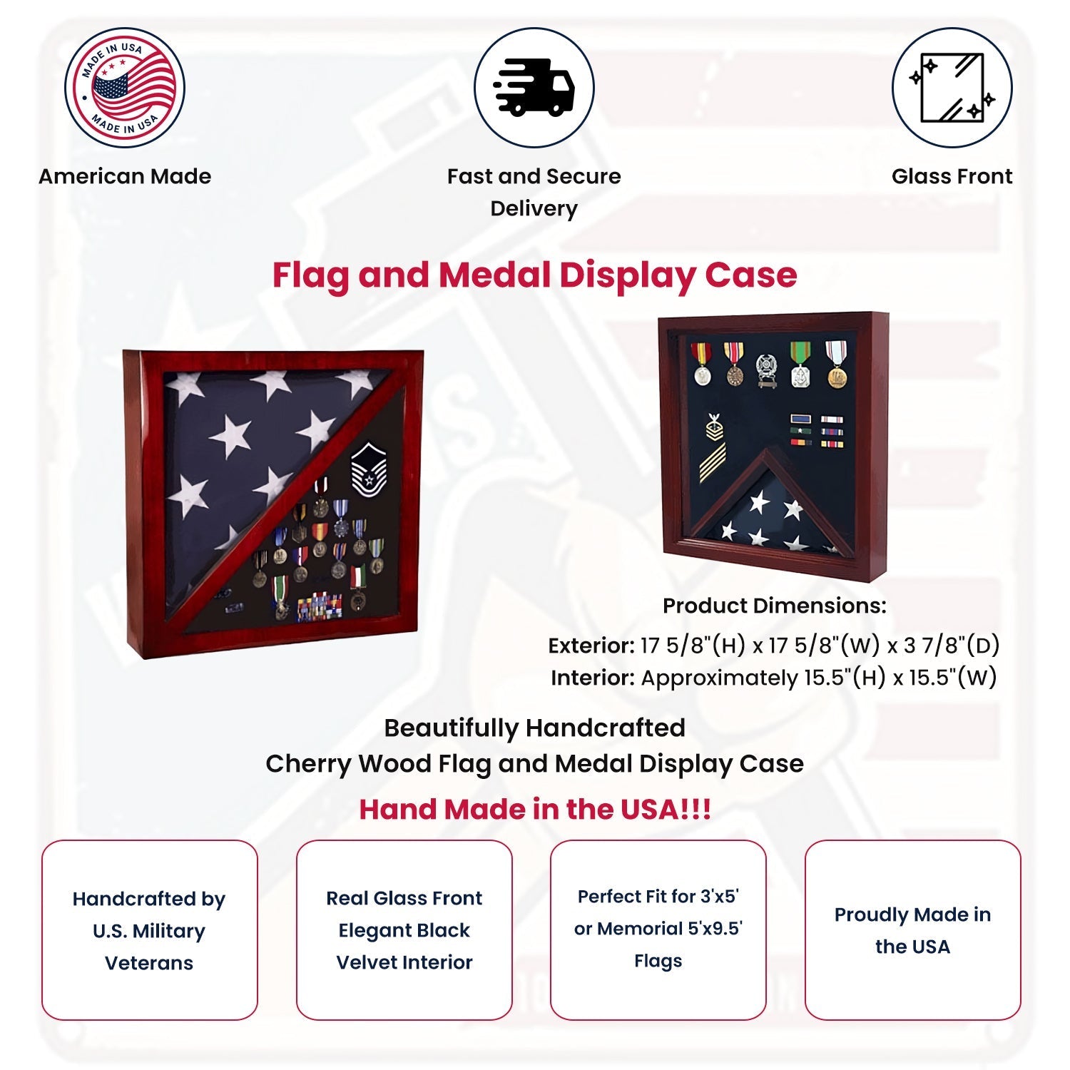Flag And medal Display case, award and flag case The Military Gift Store
