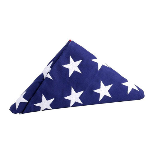 PRE-Folded Premium US Burial Flag, 5' x 9.5' Made in The USA with Fully Embroidered Stars and Sewn Stripes for US Veterans, Internment, Flag Ceremony, Memorial Day The Military Gift Store
