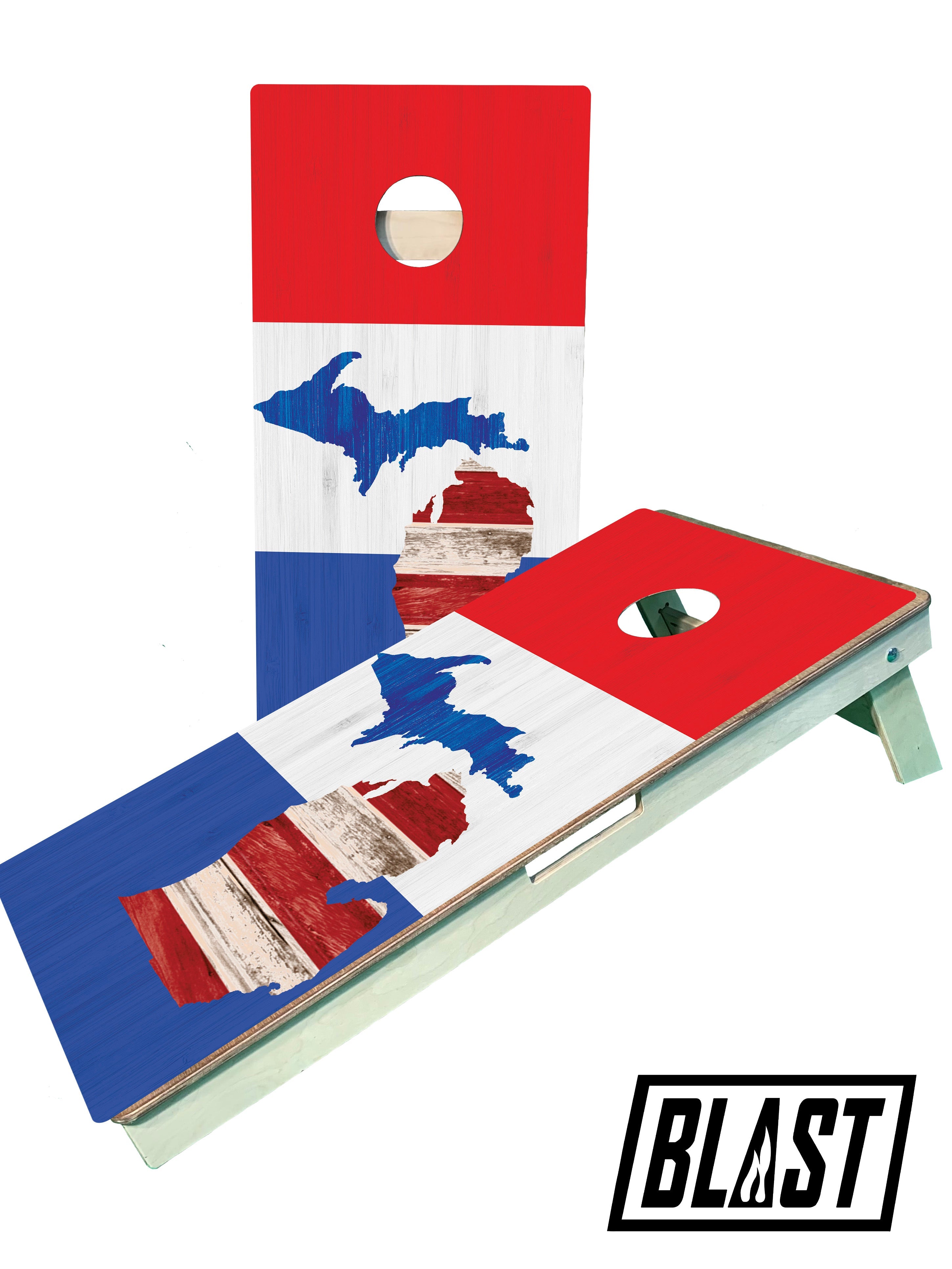 Michigan USA American Flag Cornhole Boards - SJB-DIAMOND ELITES