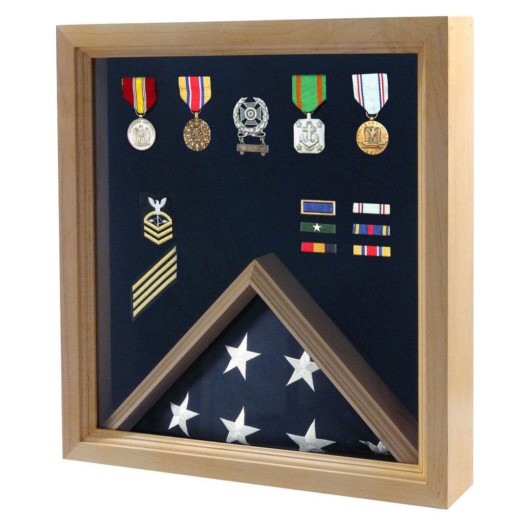 Flag Combination Medal Award Display Case - 4' x 6' Flag The Military Gift Store
