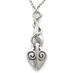 Flame Dangling Heart Necklace Gothic Flame Pendant Silver
