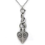 Flame Dangling Heart Necklace Gothic Flame Pendant Silver