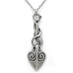 Flame Dangling Heart Necklace Gothic Flame Pendant Silver