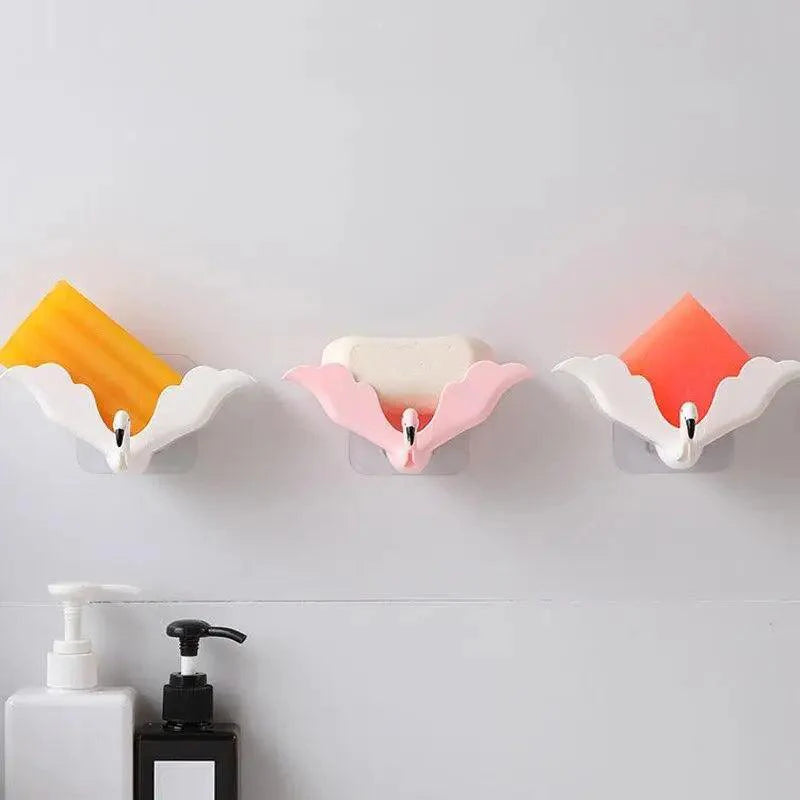 Flamingo Soap Dish Keep Soap Dry Clean Shower Soap Saver Tray Plastic Adhesive Drain Sponge Holder Bathroom Tool Soap Dish with Drains Soap Holder with Hooks Easy Dry SoapTray Easy Cleaning Soap Saver Extend Soap Life Powerful Adhesive No Drilling Stevvex