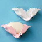 Flamingo Soap Dish Keep Soap Dry Clean Shower Soap Saver Tray Plastic Adhesive Drain Sponge Holder Bathroom Tool Soap Dish with Drains Soap Holder with Hooks Easy Dry SoapTray Easy Cleaning Soap Saver Extend Soap Life Powerful Adhesive No Drilling Stevvex