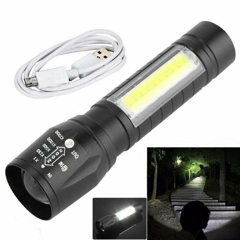 Flashlights Rechargeable USB Portable Super Bright Waterproof Zoomable Portable  LED Focus Flashlight Mini Torch Tactical Flash Light Torch Light  Camping Hiking Stevvex