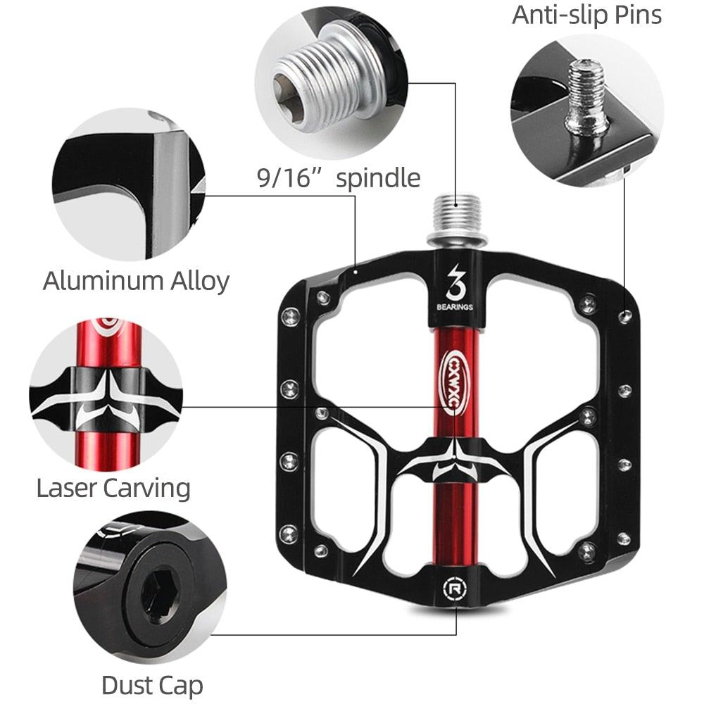 Flat Bike Pedals Road 3 Sealed Bearings Bicycle Pedals Mountain Bike Pedals Wide Platform Accessories Mountain Bike Pedals Aluminum Bicycle Flat Platform Pedals Lightweight Non-Slip Sealed Bearing For Road Mountain Stevvex