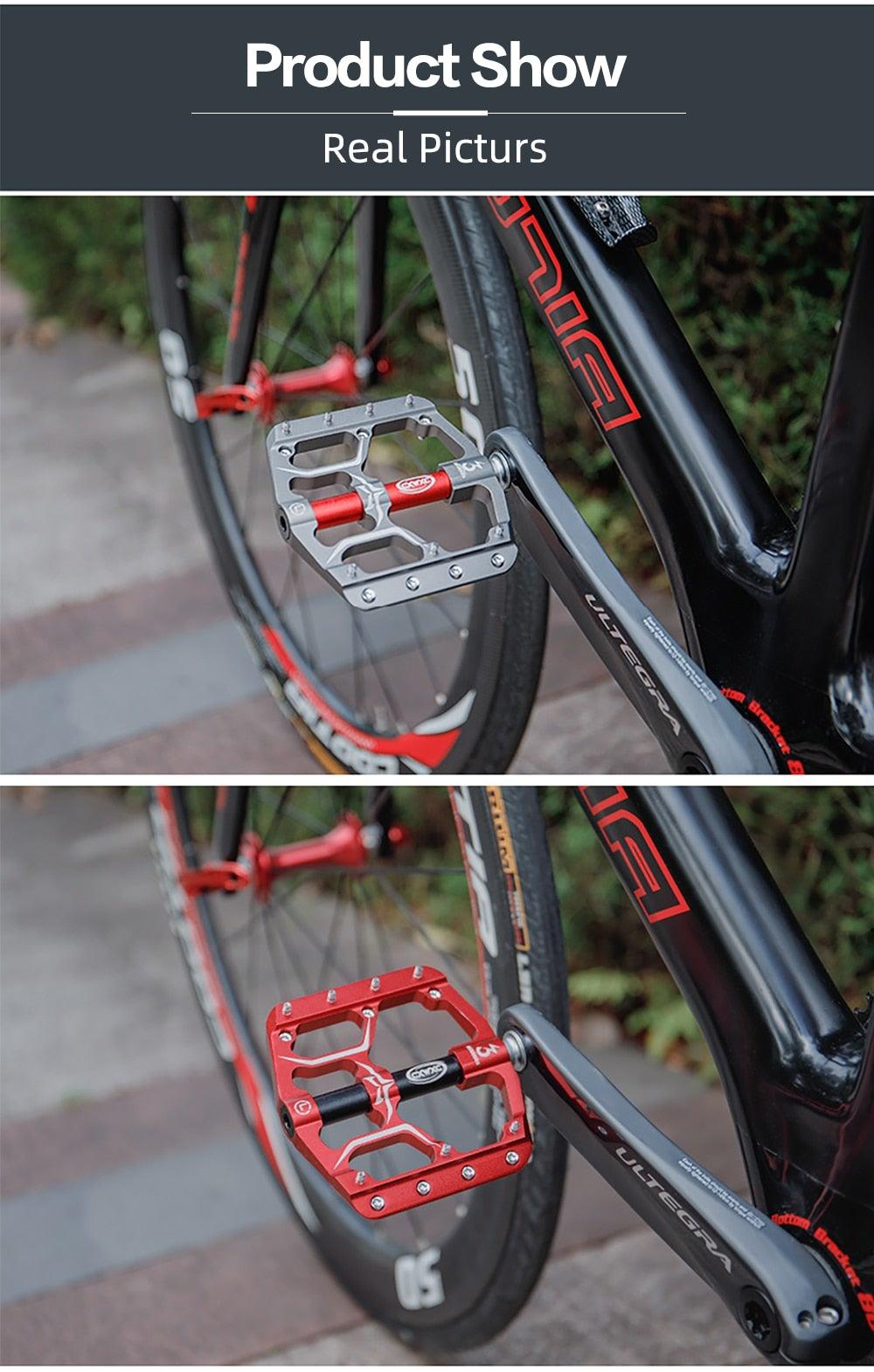 Flat Bike Pedals Road 3 Sealed Bearings Bicycle Pedals Mountain Bike Pedals Wide Platform Accessories Mountain Bike Pedals Aluminum Bicycle Flat Platform Pedals Lightweight Non-Slip Sealed Bearing For Road Mountain Stevvex