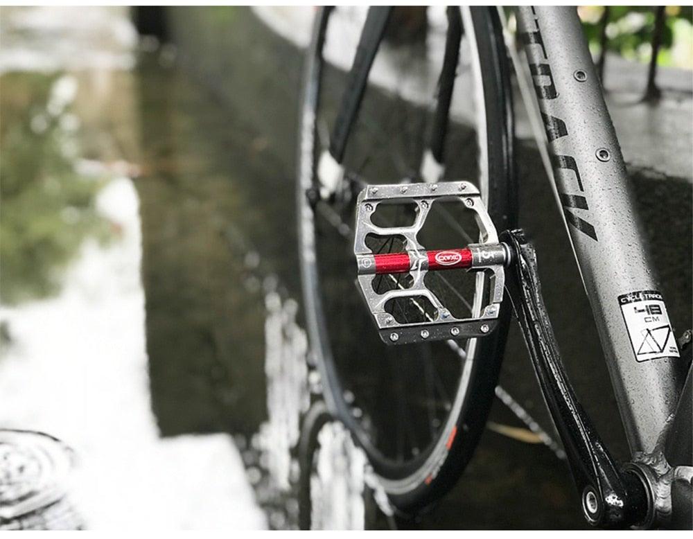 Flat Bike Pedals Road 3 Sealed Bearings Bicycle Pedals Mountain Bike Pedals Wide Platform Accessories Mountain Bike Pedals Aluminum Bicycle Flat Platform Pedals Lightweight Non-Slip Sealed Bearing For Road Mountain Stevvex