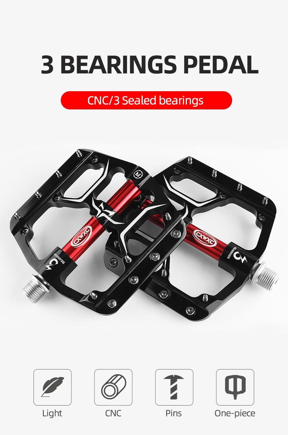 Flat Bike Pedals Road 3 Sealed Bearings Bicycle Pedals Mountain Bike Pedals Wide Platform Accessories Mountain Bike Pedals Aluminum Bicycle Flat Platform Pedals Lightweight Non-Slip Sealed Bearing For Road Mountain Stevvex