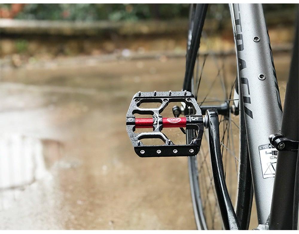 Flat Bike Pedals Road 3 Sealed Bearings Bicycle Pedals Mountain Bike Pedals Wide Platform Accessories Mountain Bike Pedals Aluminum Bicycle Flat Platform Pedals Lightweight Non-Slip Sealed Bearing For Road Mountain Stevvex
