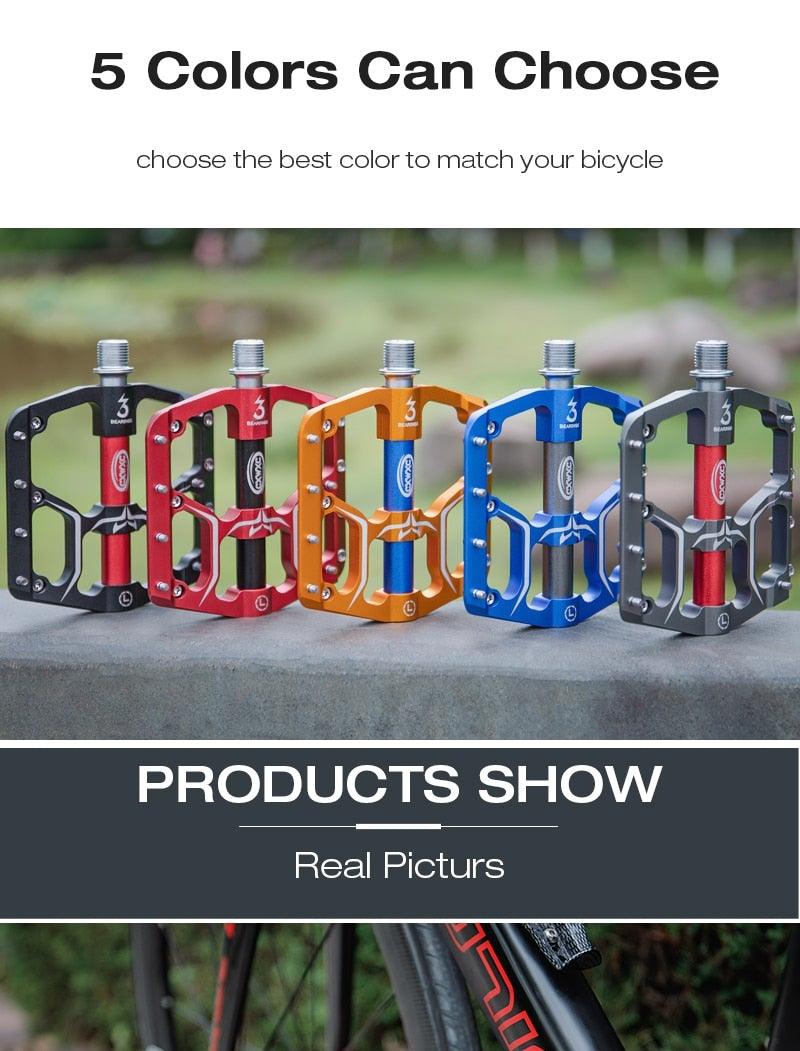 Flat Bike Pedals Road 3 Sealed Bearings Bicycle Pedals Mountain Bike Pedals Wide Platform Accessories Mountain Bike Pedals Pedals Bicycle Flat Pedals Aluminum Sealed Bearing Lightweight Platform For Road Mountain Stevvex