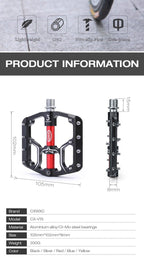Flat Bike Pedals Road 3 Sealed Bearings Bicycle Pedals Mountain Bike Pedals Wide Platform Accessories Mountain Bike Pedals Pedals Bicycle Flat Pedals Aluminum Sealed Bearing Lightweight Platform For Road Mountain Stevvex