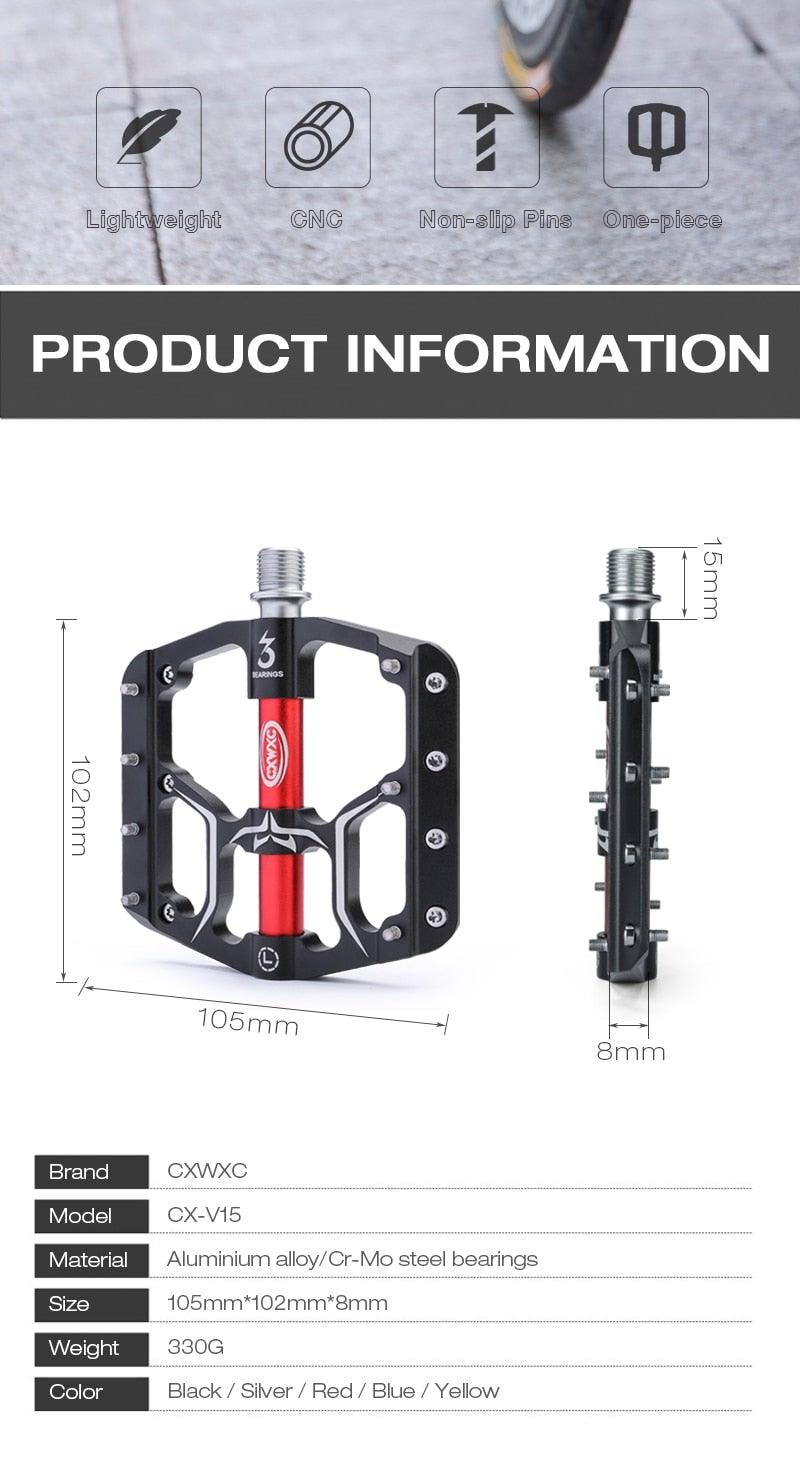 Flat Bike Pedals Road 3 Sealed Bearings Bicycle Pedals Mountain Bike Pedals Wide Platform Accessories Mountain Bike Pedals Pedals Bicycle Flat Pedals Aluminum Sealed Bearing Lightweight Platform For Road Mountain Stevvex