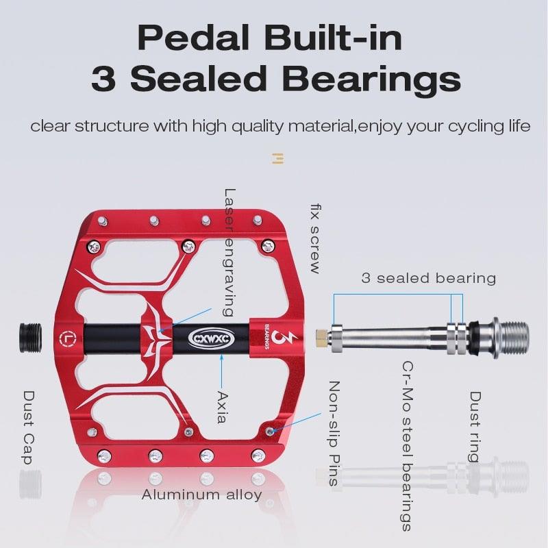 Flat Bike Pedals Road 3 Sealed Bearings Bicycle Pedals Mountain Bike Pedals Wide Platform Accessories Mountain Bike Pedals Pedals Bicycle Flat Pedals Aluminum Sealed Bearing Lightweight Platform For Road Mountain Stevvex