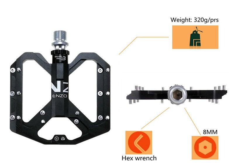 Flat Foot Ultralight Mountain Bike Pedals CNC Aluminum Alloy Sealed 3 Bearing Anti-slip Bicycle Pedals Bicycle Bike Pedals CNC Machined Platform Pedal 3 Sealed Bearings Bicycle Pedal For Adult And Youth With Non-Slip Stevvex