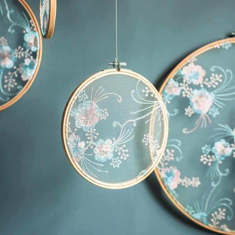 Flat Round Net Embroider Display Stand Net Yarn Wedding Ornaments Wall Hanging Decors Hot Decor for Living Room or Bedroom Unique Wall Art Stevvex