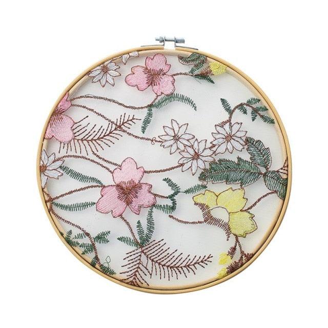 Flat Round Net Embroider Display Stand Net Yarn Wedding Ornaments Wall Hanging Decors Hot Decor for Living Room or Bedroom Unique Wall Art Stevvex