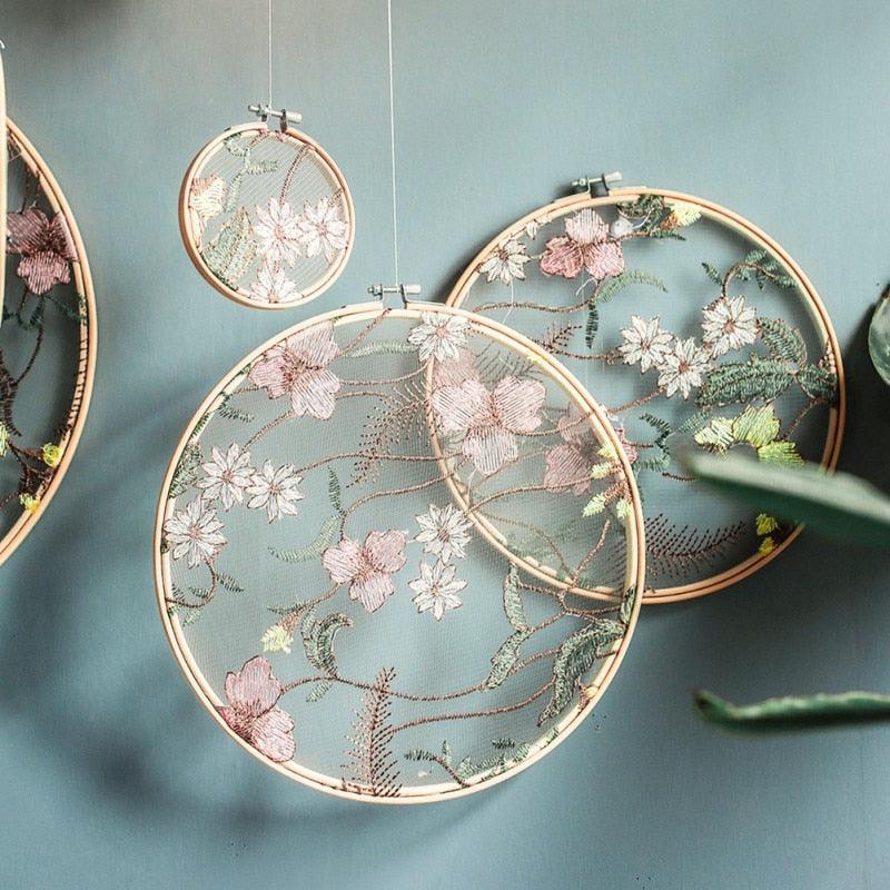 Flat Round Net Embroider Display Stand Net Yarn Wedding Ornaments Wall Hanging Decors Hot Decor for Living Room or Bedroom Unique Wall Art Stevvex