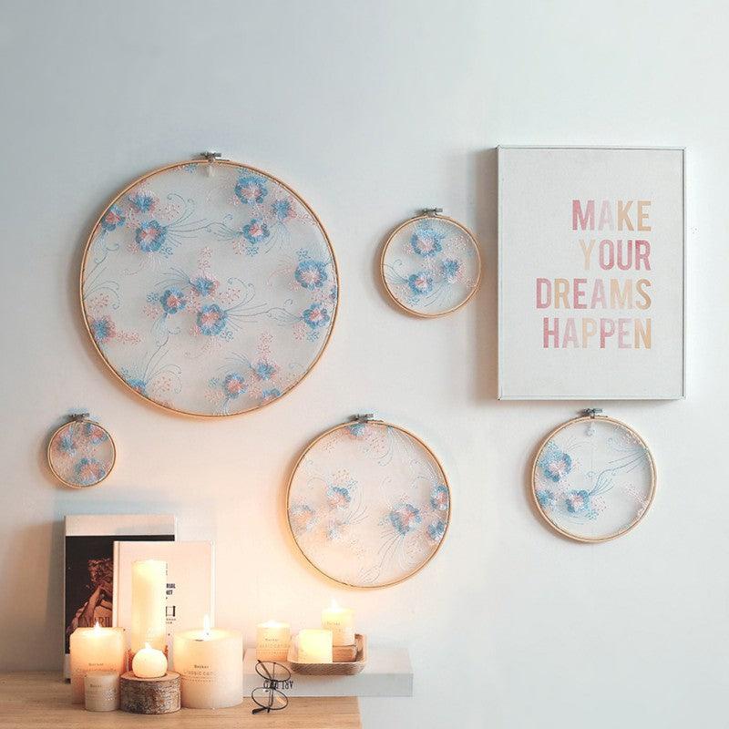 Flat Round Net Embroider Display Stand Net Yarn Wedding Ornaments Wall Hanging Decors Hot Decor for Living Room or Bedroom Unique Wall Art Stevvex