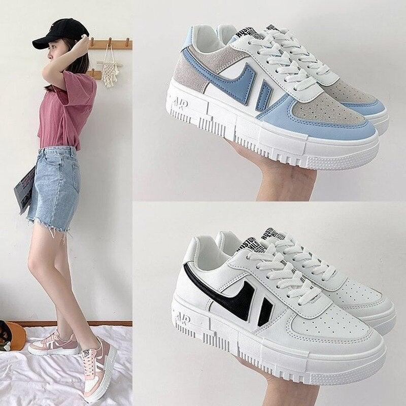 Flats Women's Sneakers  Casual Breathable Female Lace Up Woman Comfort Walking Shoes White Women Breathable Sneakers Casual Sports Flat Low Top Sneaker Lace-up Classic Design Stevvex