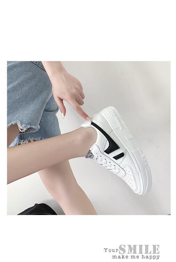 Flats Women's Sneakers  Casual Breathable Female Lace Up Woman Comfort Walking Shoes White Women Breathable Sneakers Casual Sports Flat Low Top Sneaker Lace-up Classic Design Stevvex